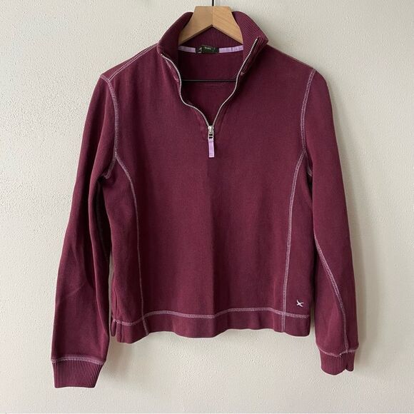 Eddie Bauer Maroon Red Quarter Zip Sweater - Size: XS - Picture 1 of 9